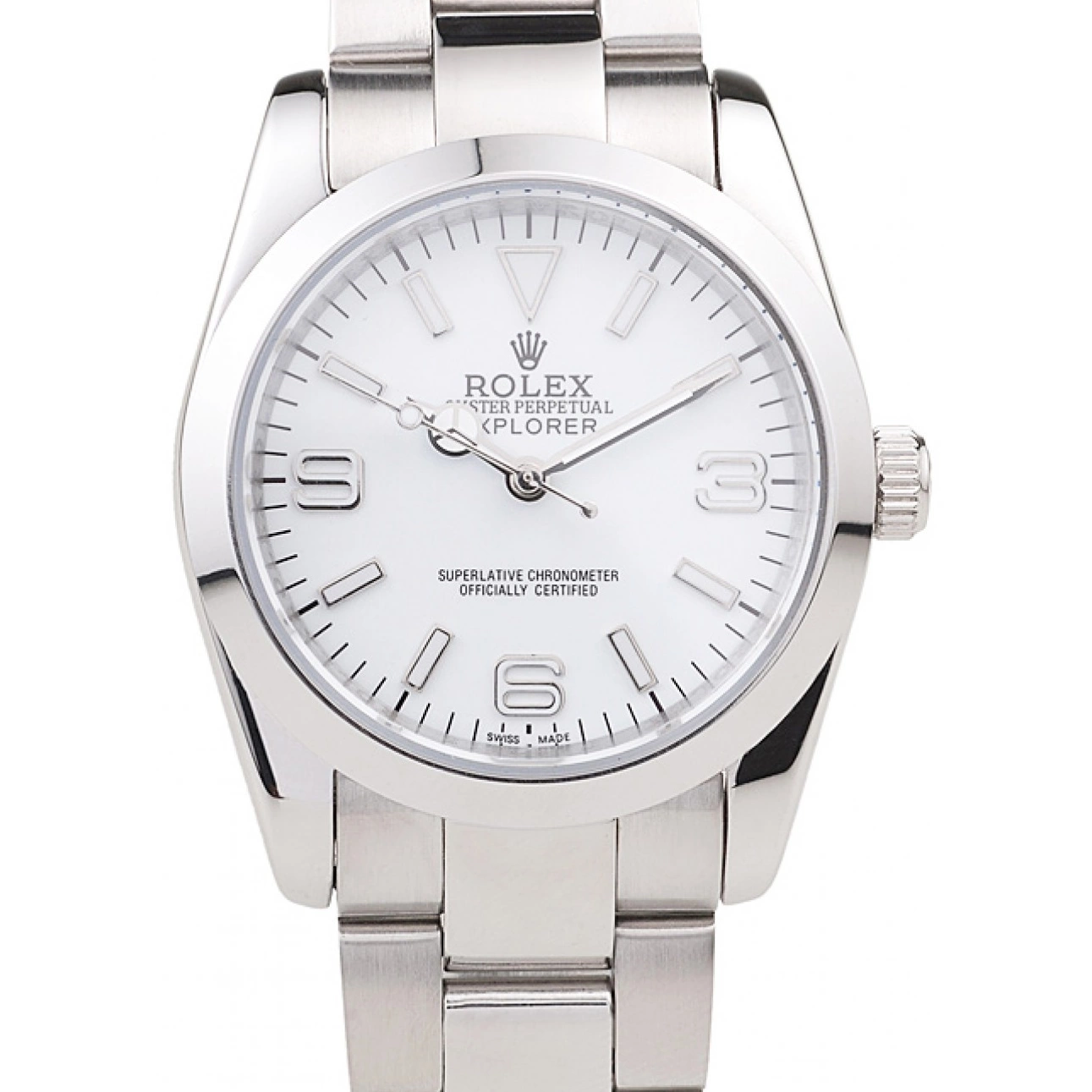 Aaa replica watch Steel 98086 Dial Stainless White Rolex Polished Explorer 0814
